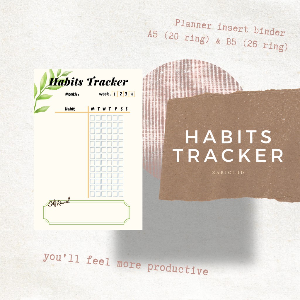 

[PLANNER A5 (20 RING) & B5 (26 RING)] HABITS TRACKER FOR 1 MONTH