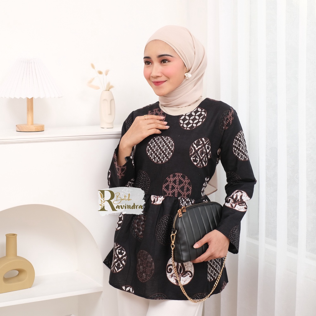 Blus Batik Lengan Panjang Atasan Kerja Wanita