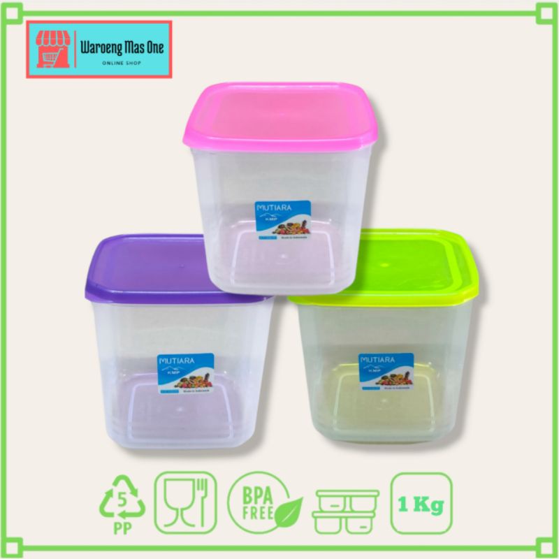 Toples Makanan / Toples Kotak / Toples Kue Kering / Toples Bening / Toples 1kg Segi KMP