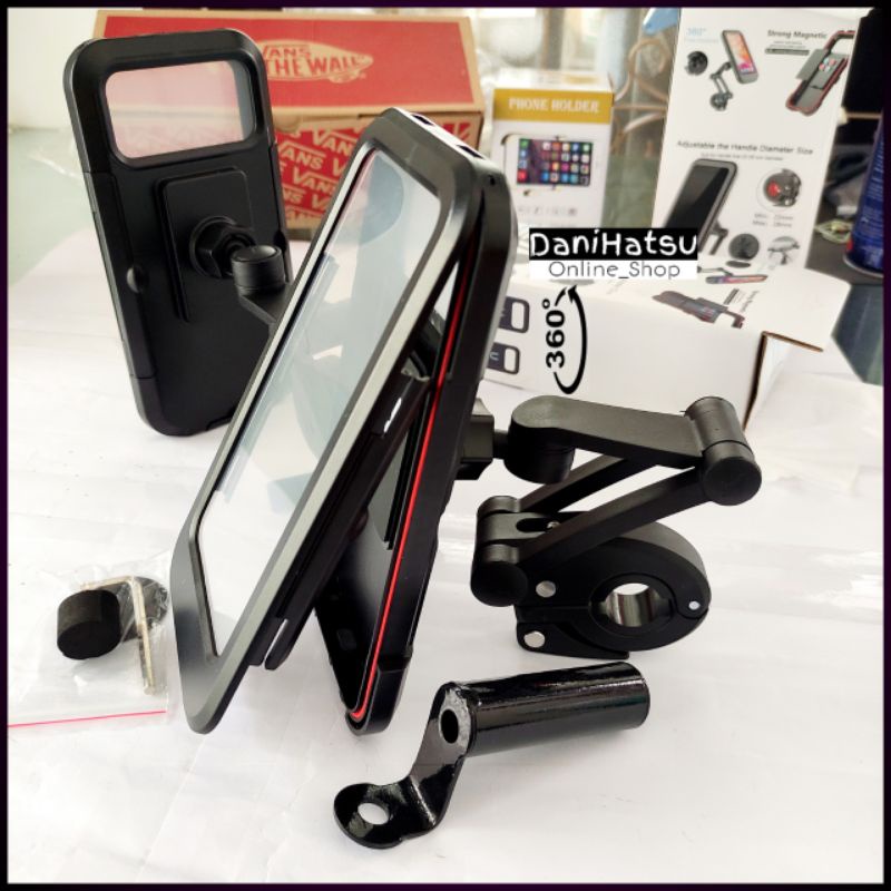 HOLDER HP MOTOR WATERPROOF ANTI AIR MURAH UNTUK STANG SPION PCX ADV VARIO NMAX XMAX GENIO AEROX BEAT