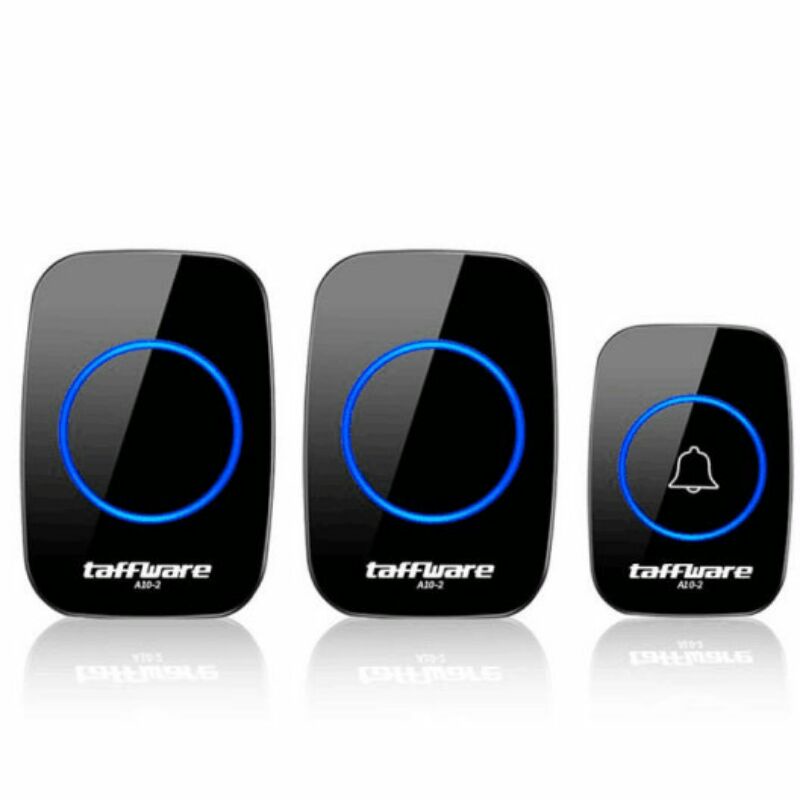 TaffWare Bel Pintu Wireless Remote Doorbell LED 38 Tunes 2 Pcs Receiver A10-2 - Black