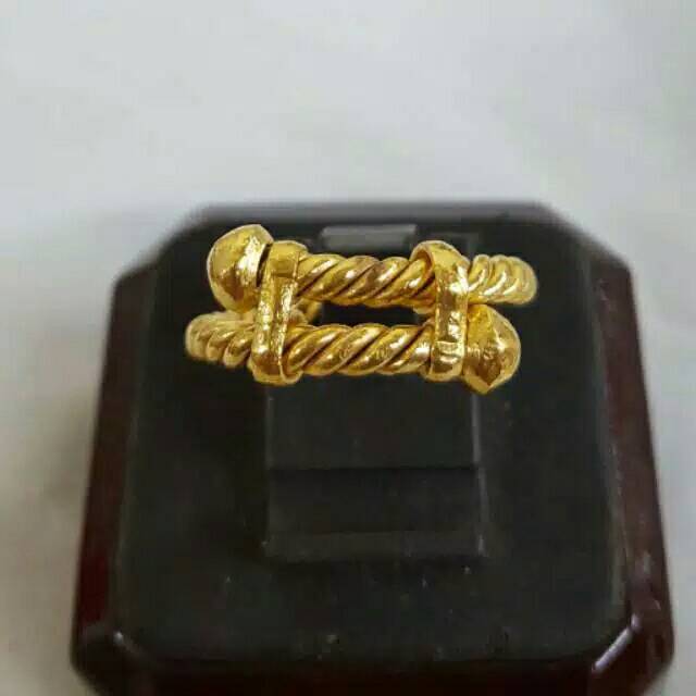 Cincin lilit model tambang lapis mas (persis seperti emas 24k)