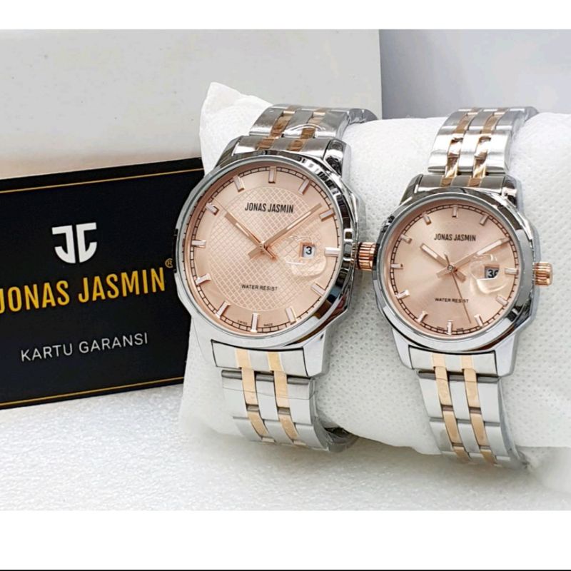 (Cod) Jam Tangan Couple Analog Jonas Jasmin JJ3103 Rantai Pasangan / Fashion Couple