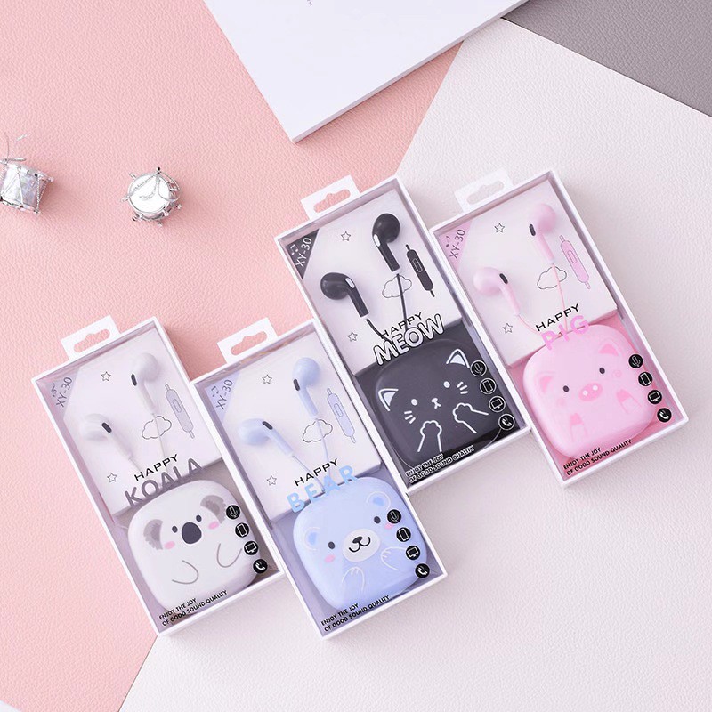 Headset macaron oppo vivo Samsung Universal Dengan tas