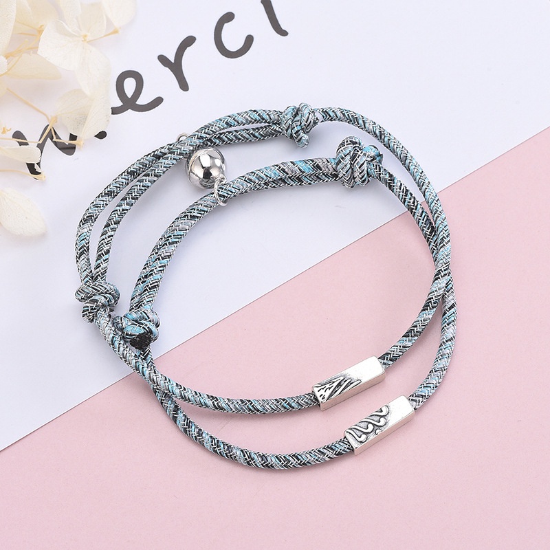 2pcs / Set Gelang Tali Kepang Magnetik Untuk Pasangan