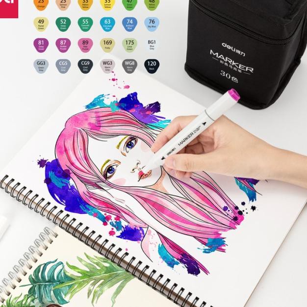 

xvf.>brz-889 Deli Color Marker With Bag Spidol Warna Dengan Tas 30/40/60/80C 70807 - 30 WARNA