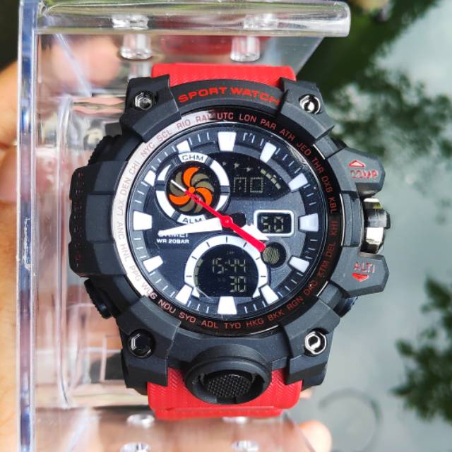 Terlaris!!! Jam Tangan Pria Suka Masa Kini Original Skmei Water Resist - Hitam tali Merah