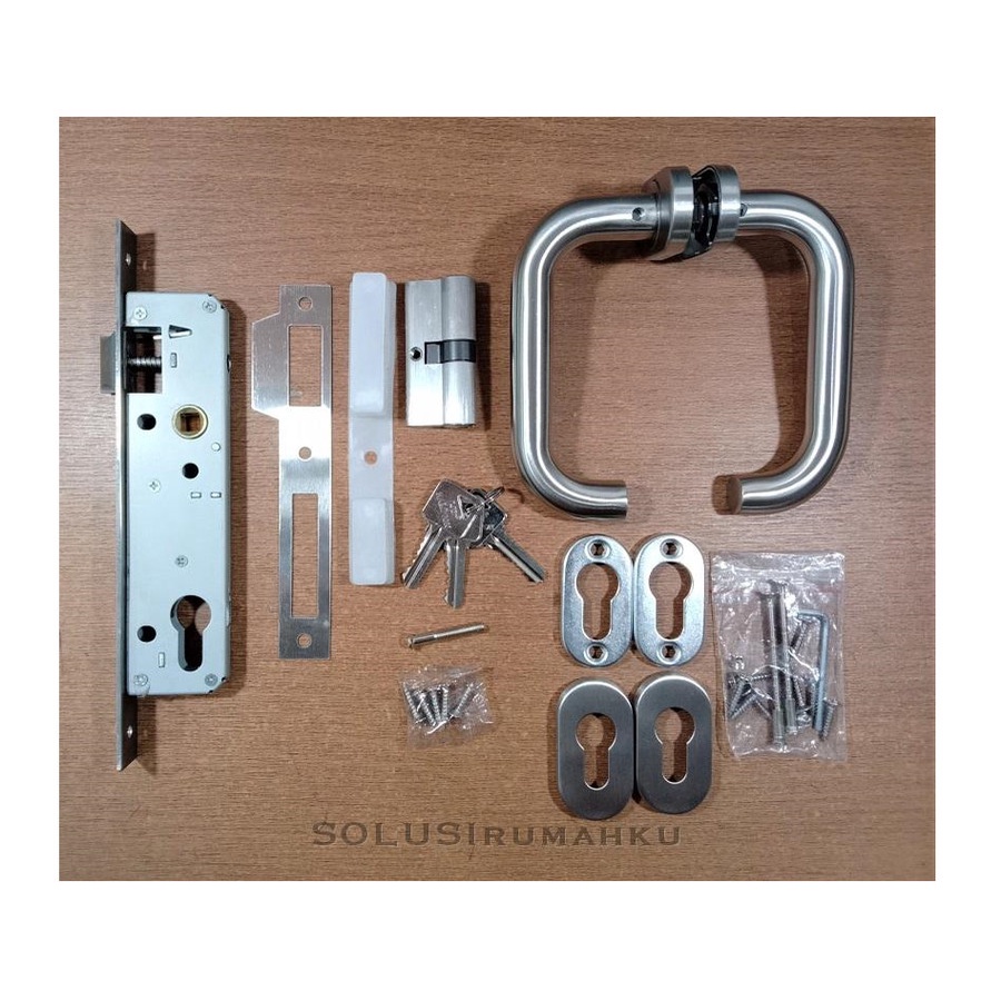HPT Complete Set Kunci Pintu Aluminium: Body Lockcase+Handle+Silinder