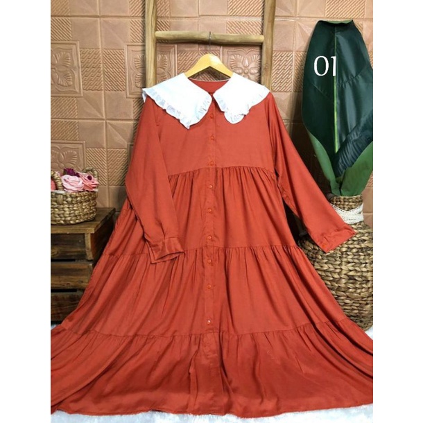 Aulia midi dress/long tunik/ midi dress rayon premium