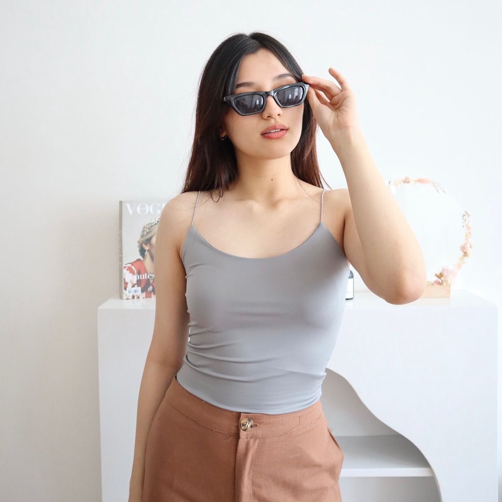 MSMO Spageti Tank Top Tali / Top Wanita-Grey