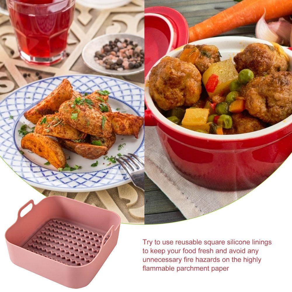 【 ELEGANT 】 Air Fryer Tray Replacemen Mudah Dibersihkan Pizza Reusable Fried Chicken Basket Mat Liner Tatakan Panci Oven