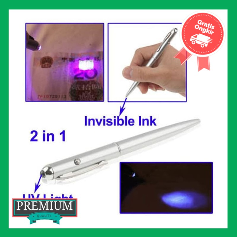 

Unik 2in1 Invisible Ink Pen + UV Light Pulpen Senter Ultraviolet Rahasia Berkualitas