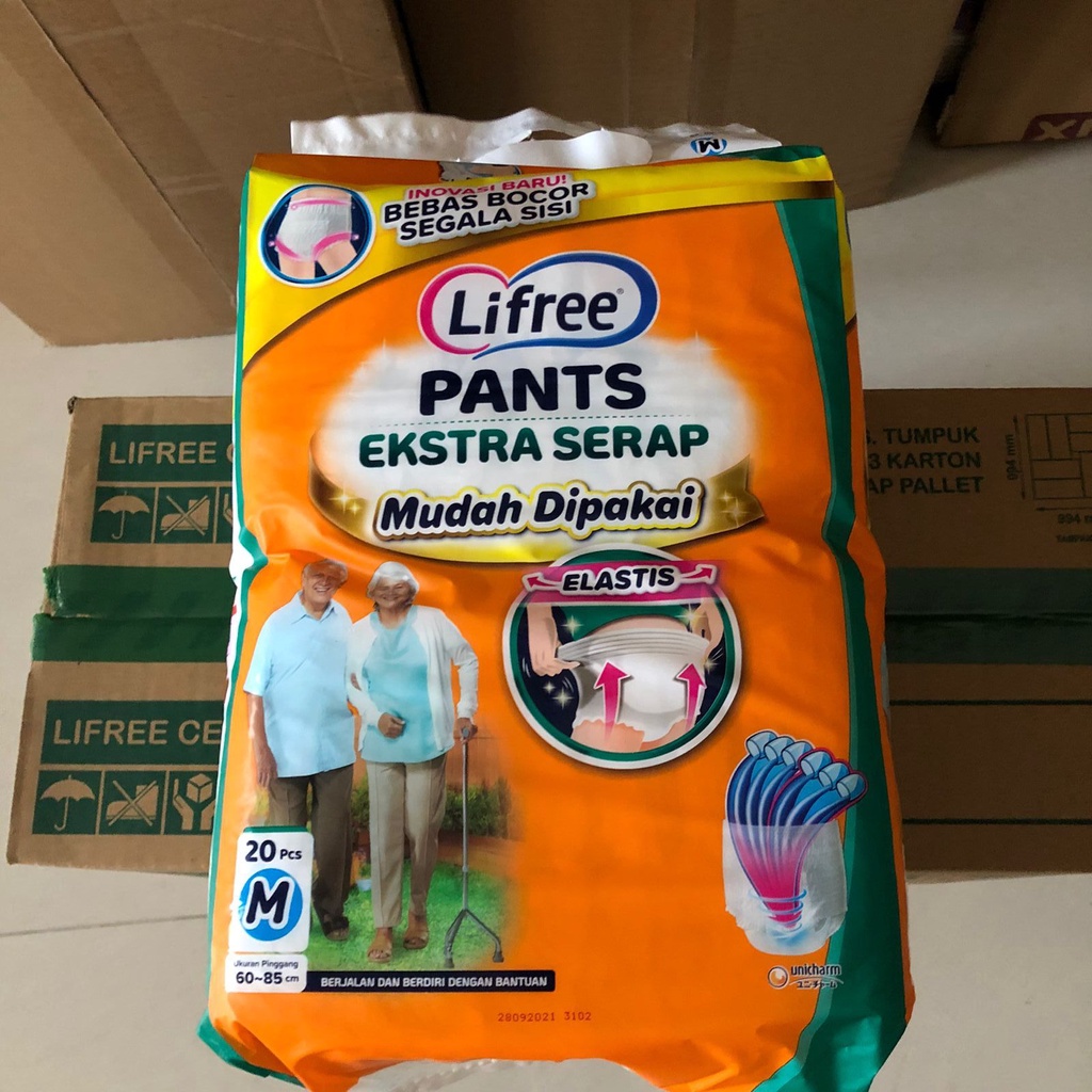 Lifree Extra Ekstra Serap Popok Celana Dewasa Size Isi M20 / L16 / XL12 Pampes Orang Tua