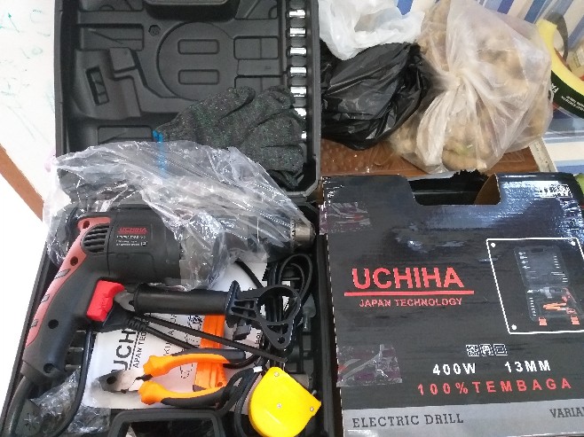 Mesin Bor 10mm Model Maktek Merk Uchiha Qualiti Japan Bolak Balik Besi Kayu Tembok