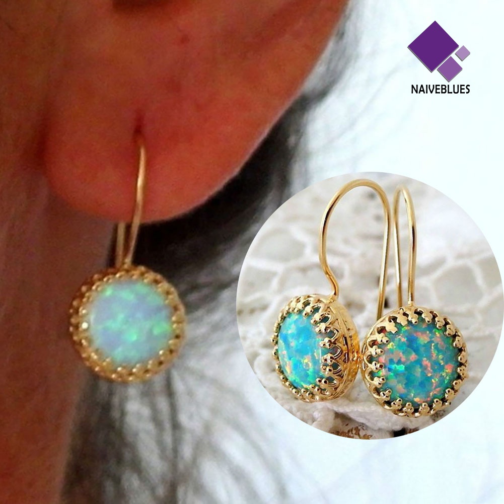 Anting Kait Menjuntai Bentuk Bulat Motif Ukir Warna-Warni Gaya Vintage Untuk Wanita