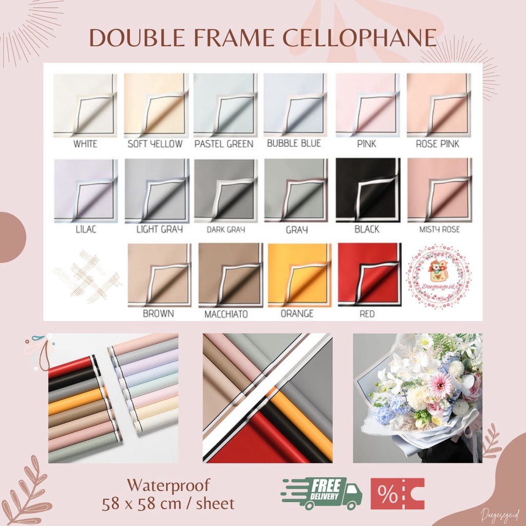 

[1 LEMBAR] FLOWER WRAPPING DOUBLE FRAME CELLOPHANE WATERPROOF ECER | KERTAS PEMBUNGKUS BUNGA KERTAS BUKET BUNGA HAND BOUQUET WRAPPING PAPER KERTAS KADO FLOWER WRAP