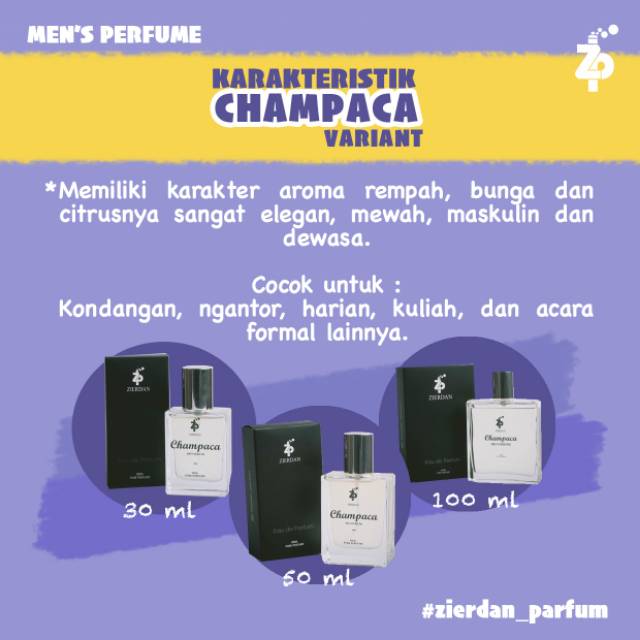 Zierdan Parfum Premium Pria - CHAMPACA l Eau De Parfume Farfum Minyak Wangi Pria Tahan Lama