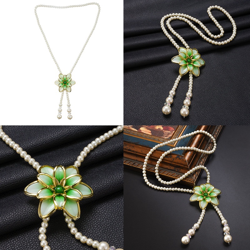 Kalung Rantai Panjang Dengan Liontin Mutiara Imitasi Gaya Vintage Untuk Wanita