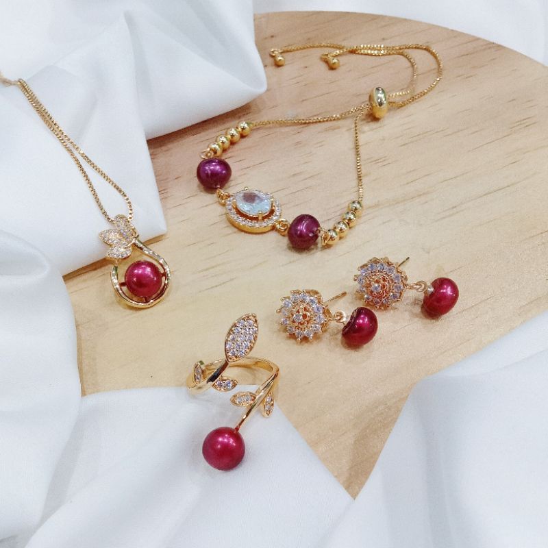 Bersertifikat setelan perhiasan rhodium mutiara asli tawar || set perhiasan || set perhiasan xuping 