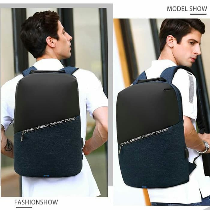 POSO Capsule Smart Tas Ransel Backpack Pria USB PORT Anti Maling PS627