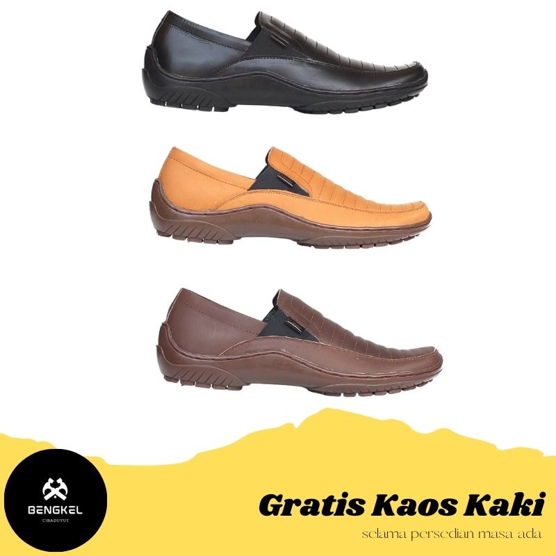 Bengkel Cibaduyut X Corza Sepatu Slip On Pria Sepatu Kasual Kulit Original Handmade