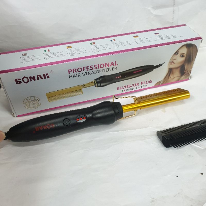 Alat Catokan Rambut Sonar Sn 5248 catok sisir Lurus Curly Keriting  2in1