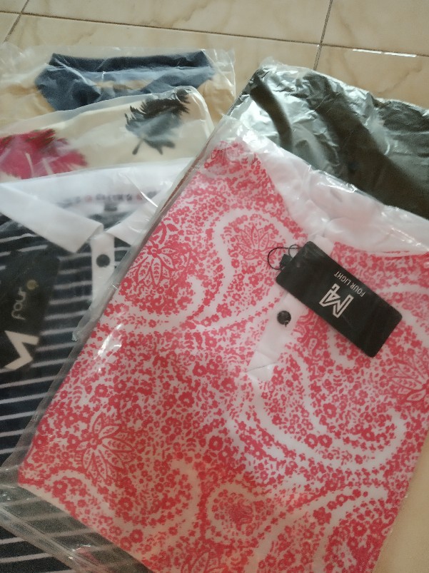 (size L Dan Xl) Kaos Kerah Dan Kerah Shanghai  Mix Motif Batik Kece