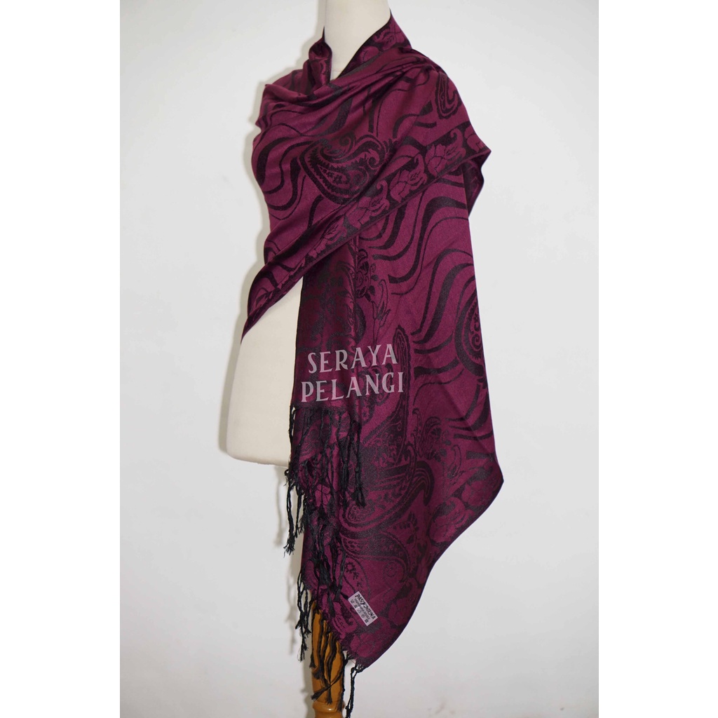 Pashmina Cashmere Keong 34 | Motif Bunga/Kembang | Selendang | Scarf | Syal | Shawl | Pasmina | Souvenir | Hadiah Ulang Tahun | Birthday Gift | Aksesoris Fashion Wanita | Import Quality | Grosir Murah