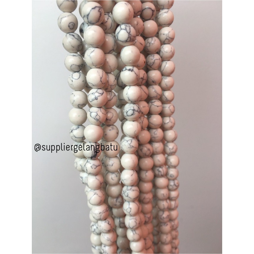 bahan white pirus 8mm natural phyrus aksesoris gelang kalung howlite renceng akik zamrud doff matte