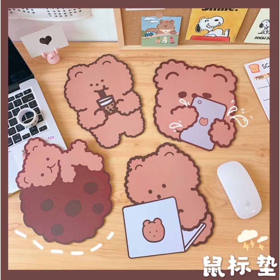 MOUSE PAD MOTIF BERUANG LUCU / MOUSEPAD KARTUN / MOUSE PAD ANTI SLIP ESTETIK KARAKTER KARTUN / KOREAN BEAR MOUSE PAD / ALAS MOUSE / MOUSE PAD BEAR SERIES / MOUSE MINI / MOUSE PAD KOREA