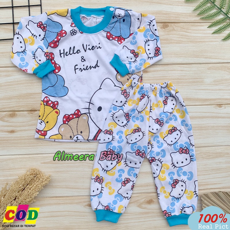 Setelan Baju bayi Perempuan Piyama Bayi Motif Hello Kitty Usia 3-12 Bulan Almeera Baby and Kids