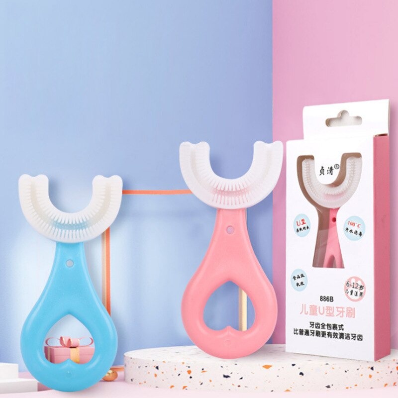 [2 - 12 Tahun] Sikat Gigi Anak Bentuk U Bahan Silikon Tooth Brush Baby Silicon Type U 360 Derajat