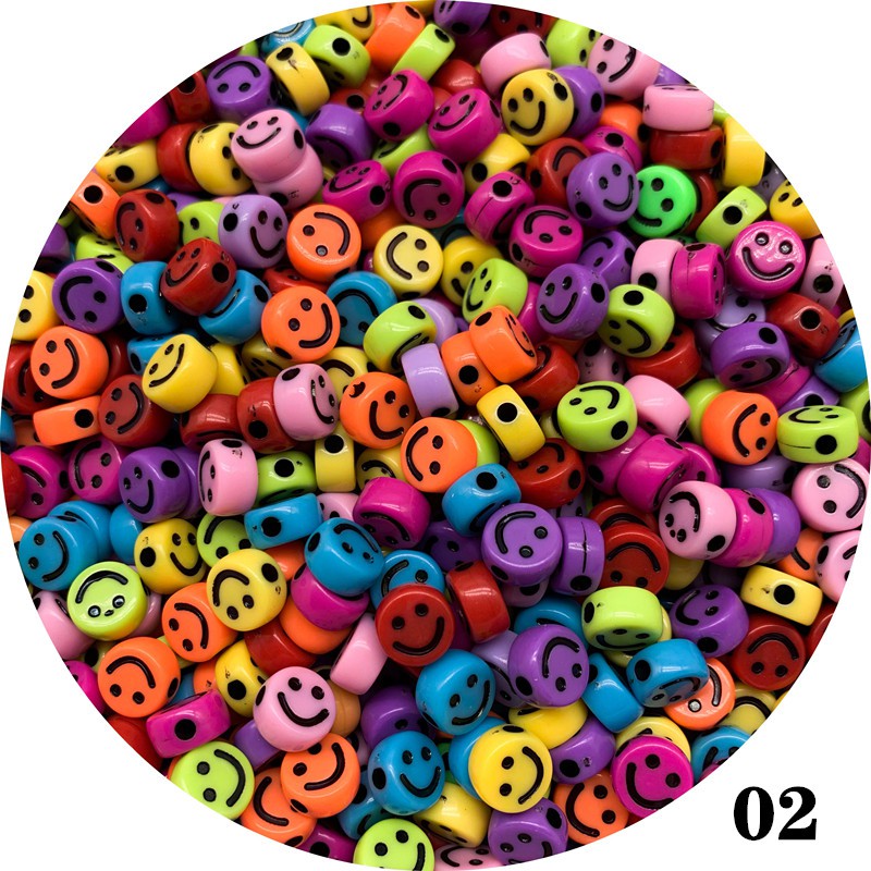 30pcs Manik-Manik Bahan Akrilik Desain Smiley Face Ukuran 10mm Untuk Gelang Diy