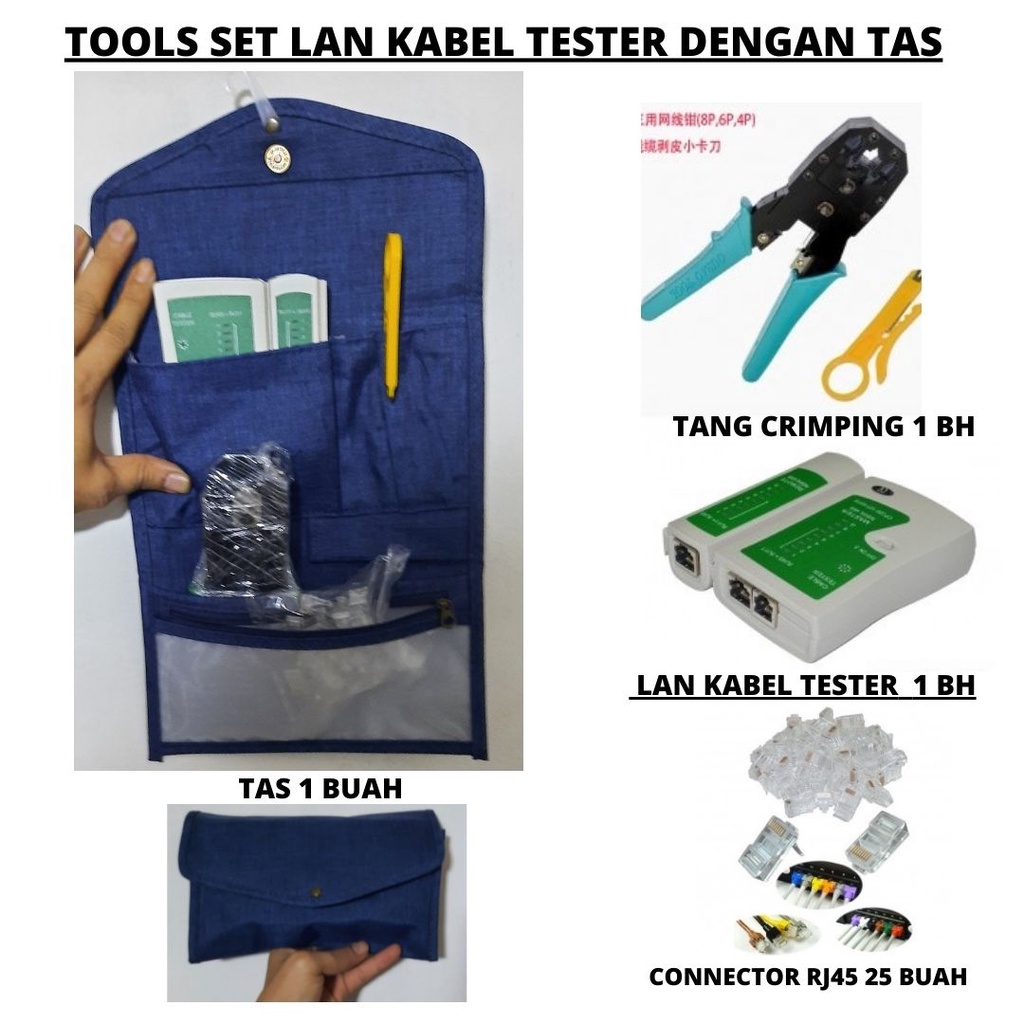 Tang Crimping Kabel Lan Set Tracker Tester Wire Line Detector Kepala Connector RJ45 111156