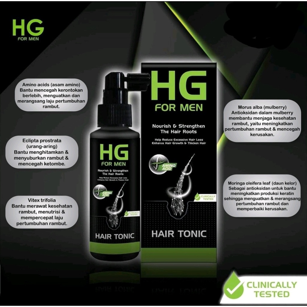 HG For Men Series Shampoo  200ml / Tonic 90ml / Facial Wash 100ml BPOM