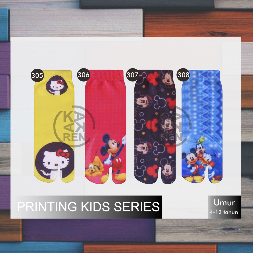 Kaos Kaki Jempol Anak Printing Karakter Hello Kitty, Mickey Mouse, Spogebob, Barbie Q