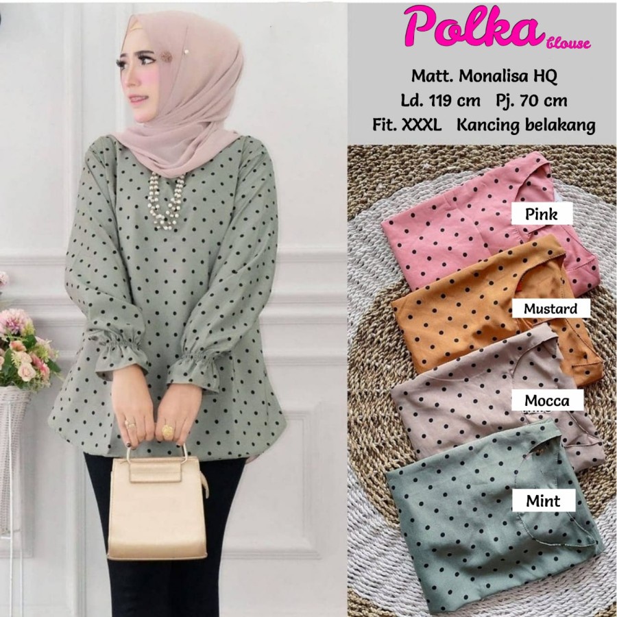 Blouse wanita / Tunik Wanita jumbo Promo ATASAN  BAJU TUNIK WANITA polkadot PREMIUM terbaru