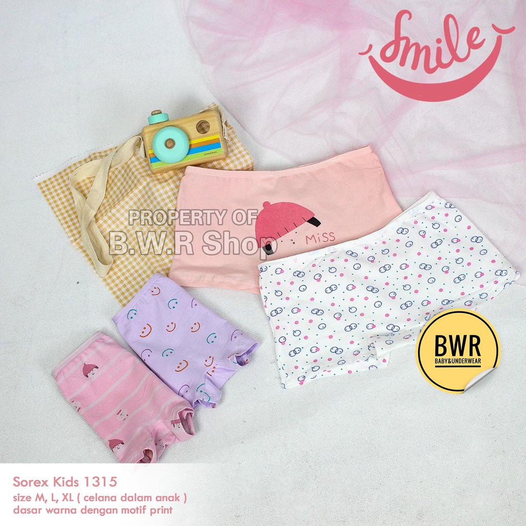 CD Boxer Sorex Kids 1315 / Celana Dalam Anak Perempuan Sorex 1315 Motif Lucu Terbaru | Bwr