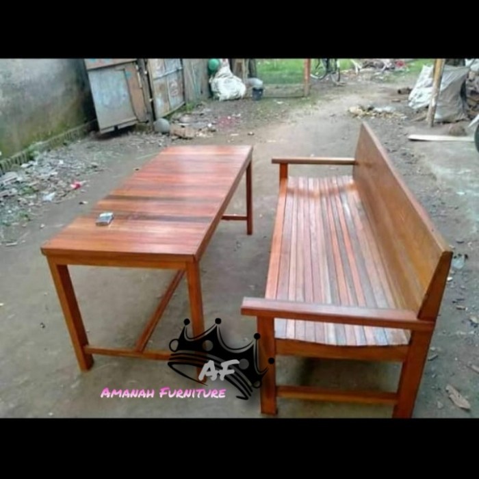 Meja kursi makan murah meja kursi teras tamu sederhana kayu bengkirai