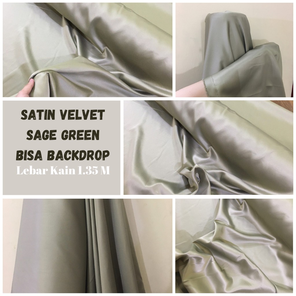 Dasar Kain Satin Velvet Premium Warna Sage Green Backdrop Background Foto Studio Model OOTD