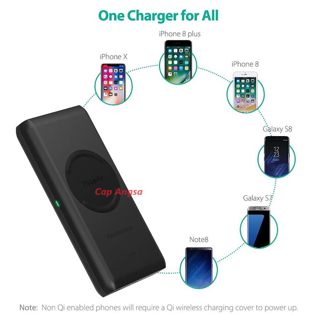 RAVPower RP-PB080 POWER BANK WIRELESS FAST CHARGING 10400mAh HYPER AIR POWERBANK RAV POWER 080