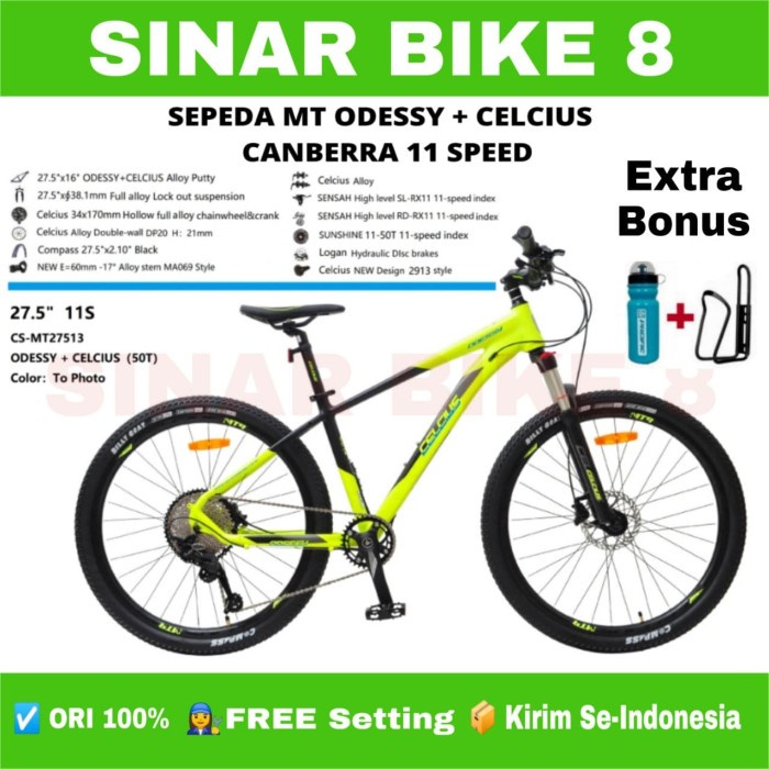 Sepeda Gunung Ukuran 27.5 Inch MTB CELCIUS ODESSY CANBERRA Alloy 11 Speed