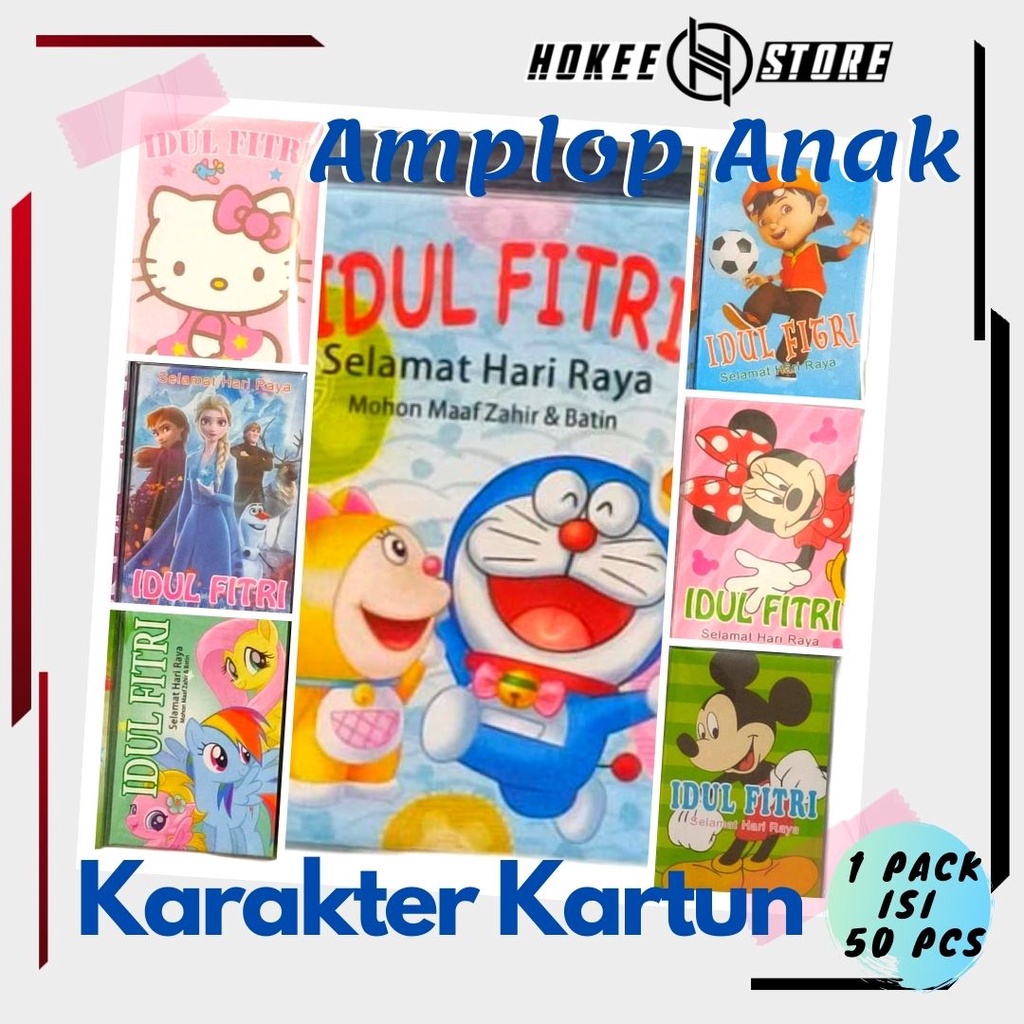 

Amplop Lebaran / Idul Fitri Angpao Karakter Kartun Anak Isi 50 Pcs - Hokee Store