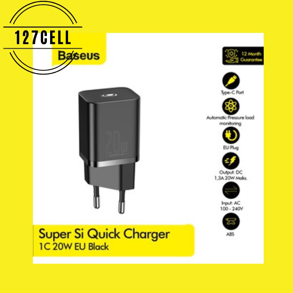 KEPALA CHARGER BASEUS  TYPE C PD BASEUS QUICK CHARGER 20W ADAPTOR