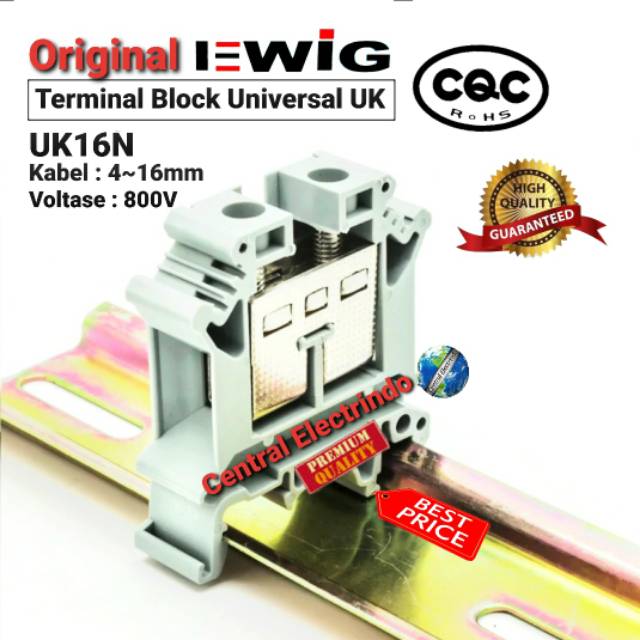 Terminal Block Universal UK16N (4~16mm) 800V Din Rail EWIG.