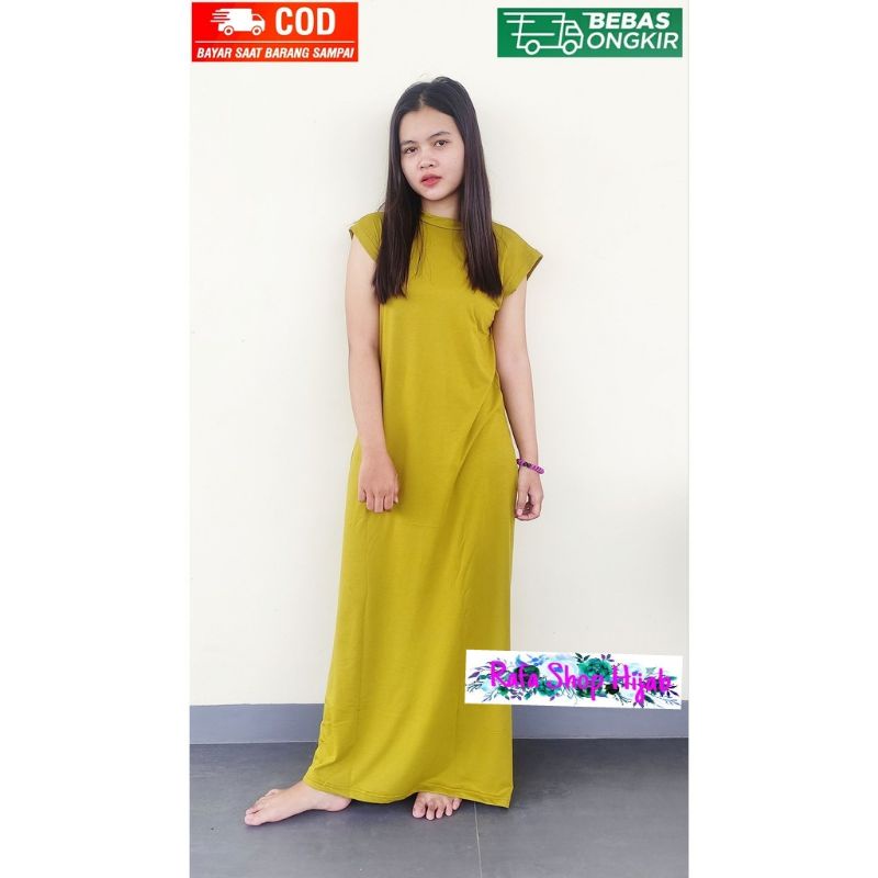 Long Dress Sleeveles / Gamis Yukensi / Lekbong Panjang Polos Jersey - Dress Wanita / - Gamis Terbaru