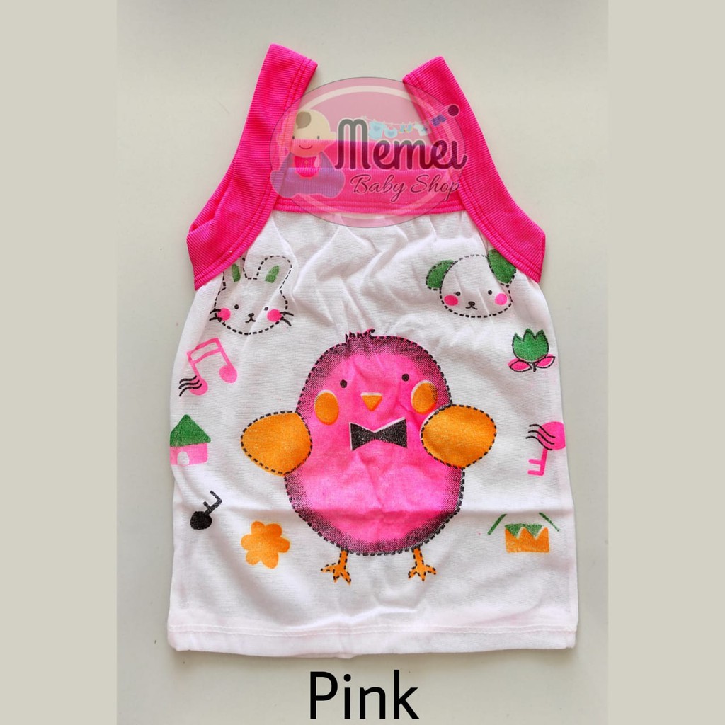 1 LUSIN (12 pcs) Singlet bayi motif AYAM ukuran M / L / XL