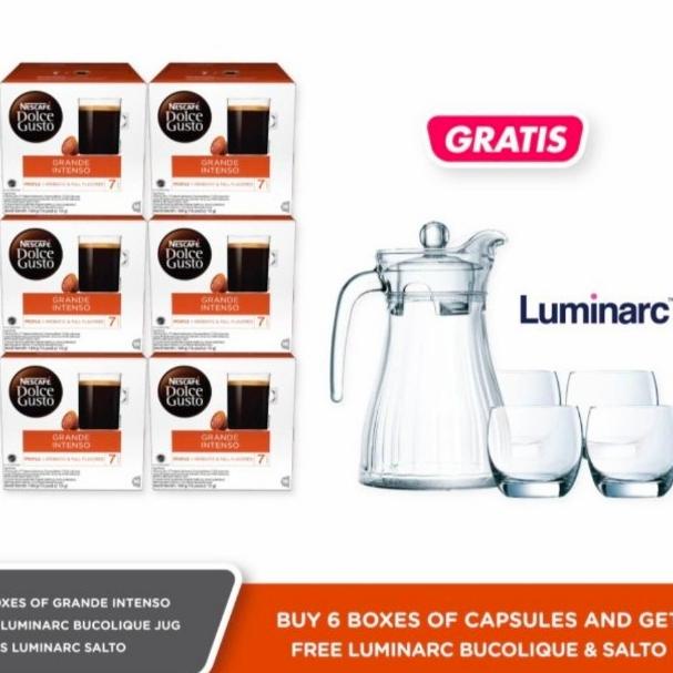 

nescafe dolce gusto grand intense 6 box free luminarc set
