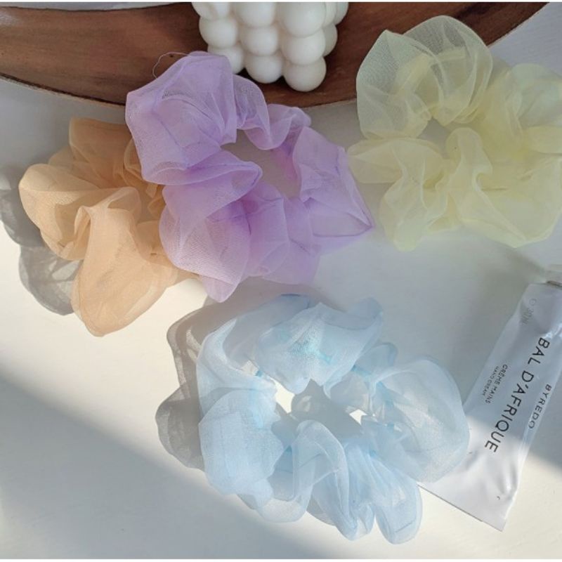 [COD] Ikat Rambut Transparan Ikat Rambut Korea Polos Scrunchie Transparan Ala Korea Scrunchie Korea Import