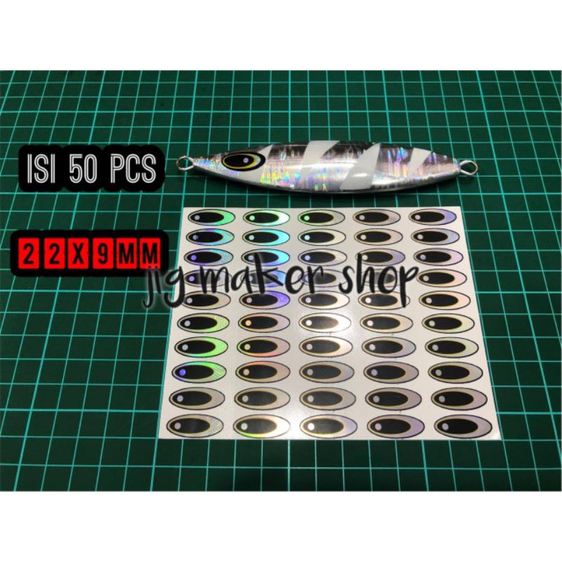 sticker mata ikan 2D hologram, MXL, isi 50 PCS